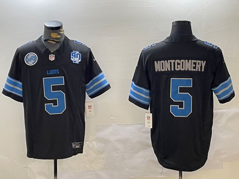 Men Detroit Lions #5 Montgomery Black three generations 2024 Nike Limited NFL Jersey style 4